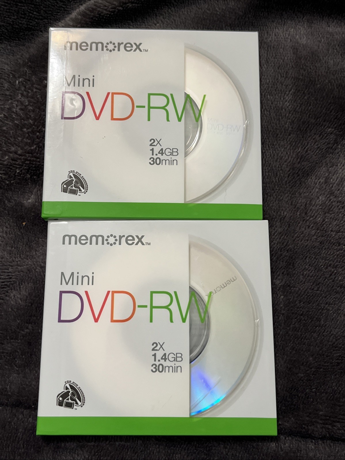2 Pack Memorex Mini DVD-R 4x 1.4GB 30min Recordable NEW SEALED, 