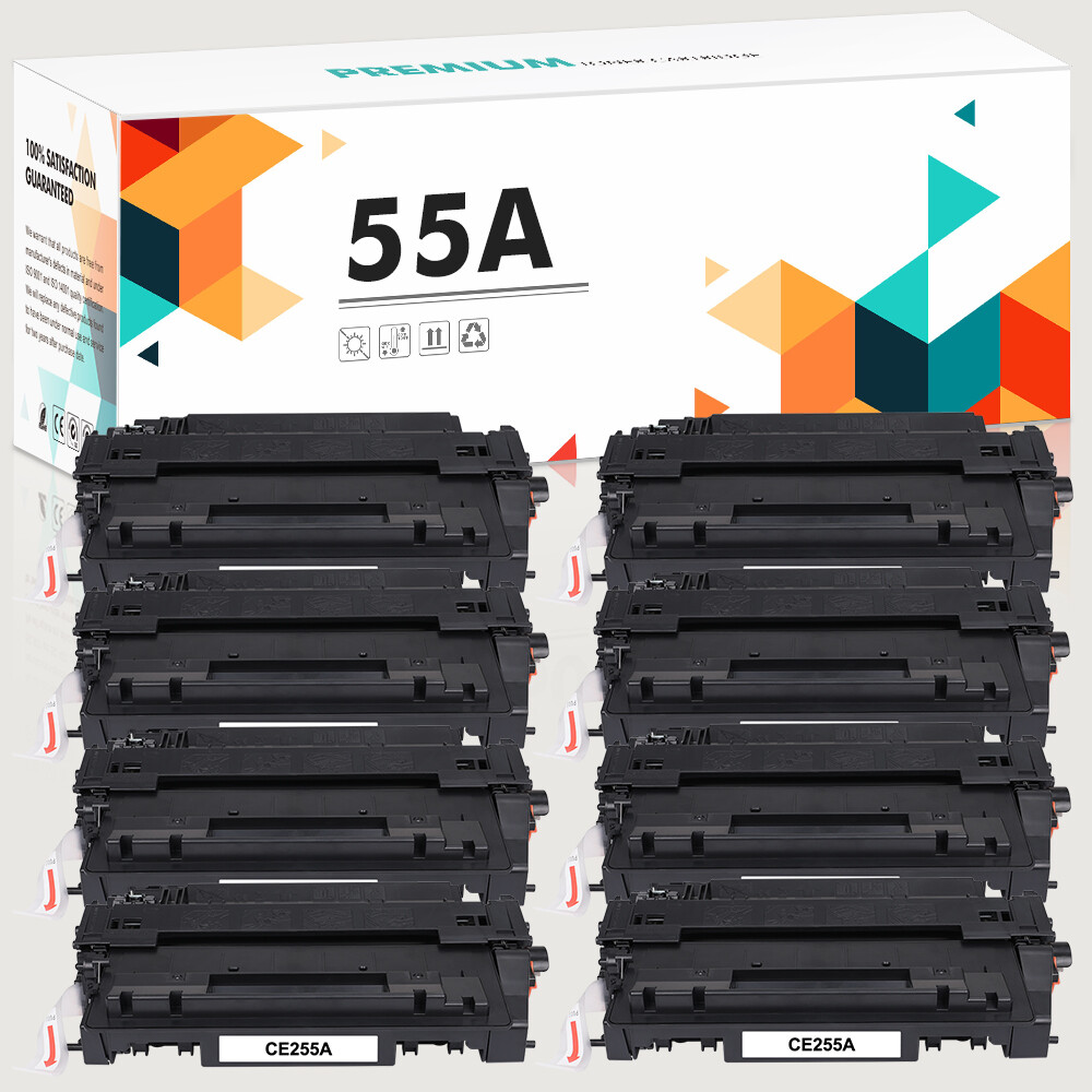 8 Pack CE255A 55A Toner Compatible With HP LaserJet MFP M521dn M525c LBP3580