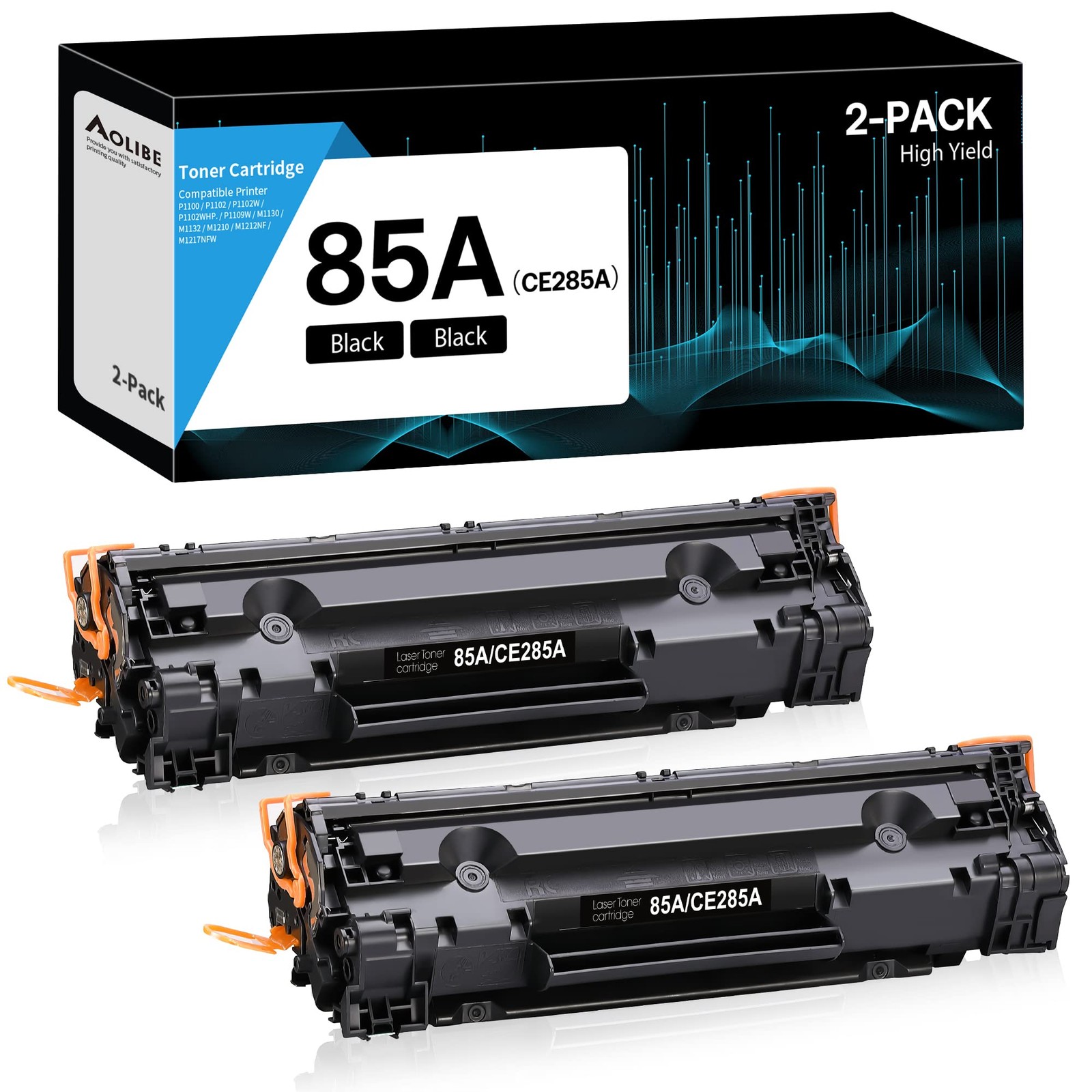 AOLIBE 85A CE285A Compatible Black Toner Cartridge 2-Pack for HP P1102 P1109W