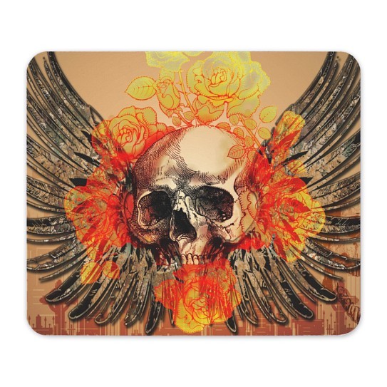 CafePress Awesome Skull With Wonderful Roses Mousepad  (1709866598)