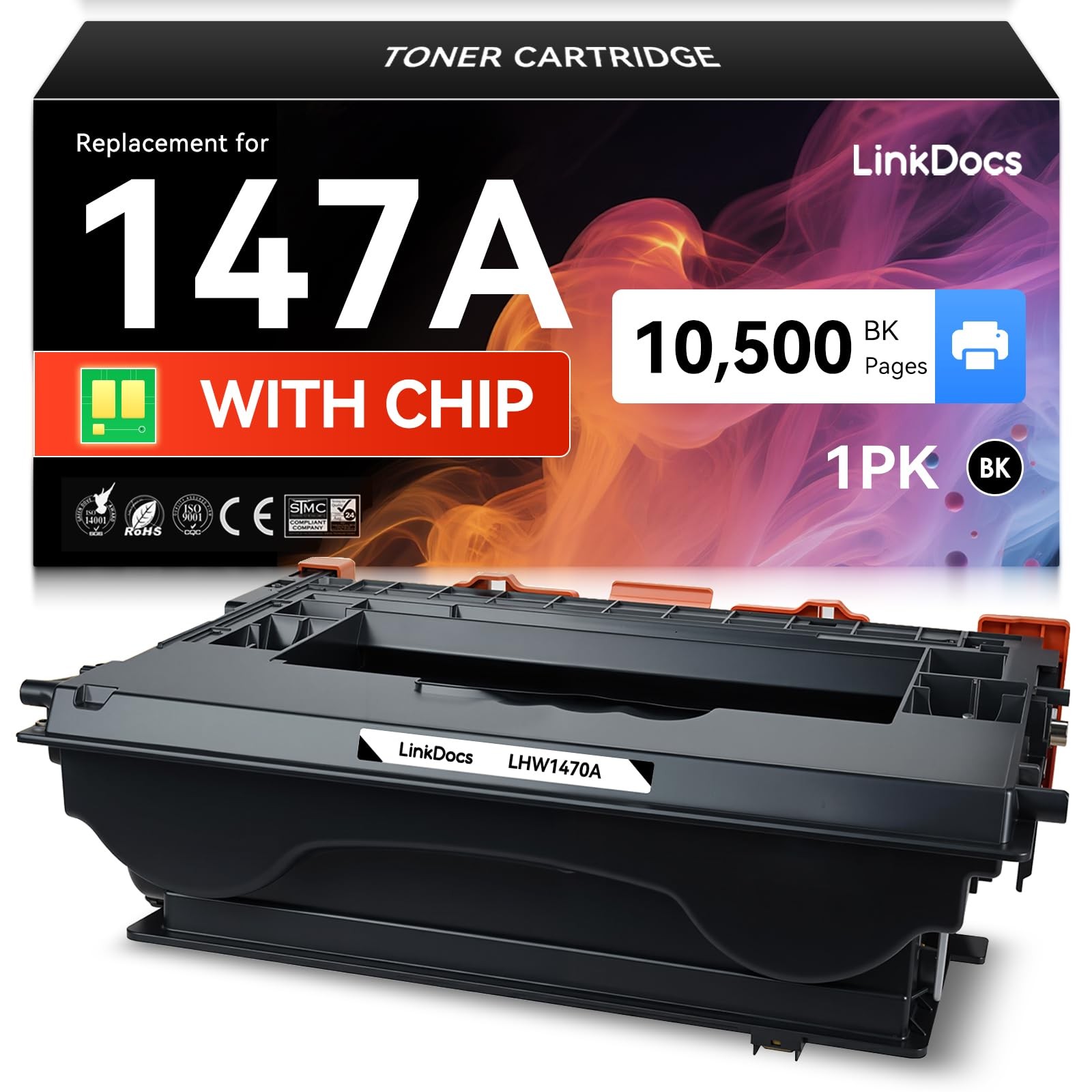 LinkDocs 147A Toner Cartridge Replacement for HP 147A W1470A 147X, W1470X Ton...