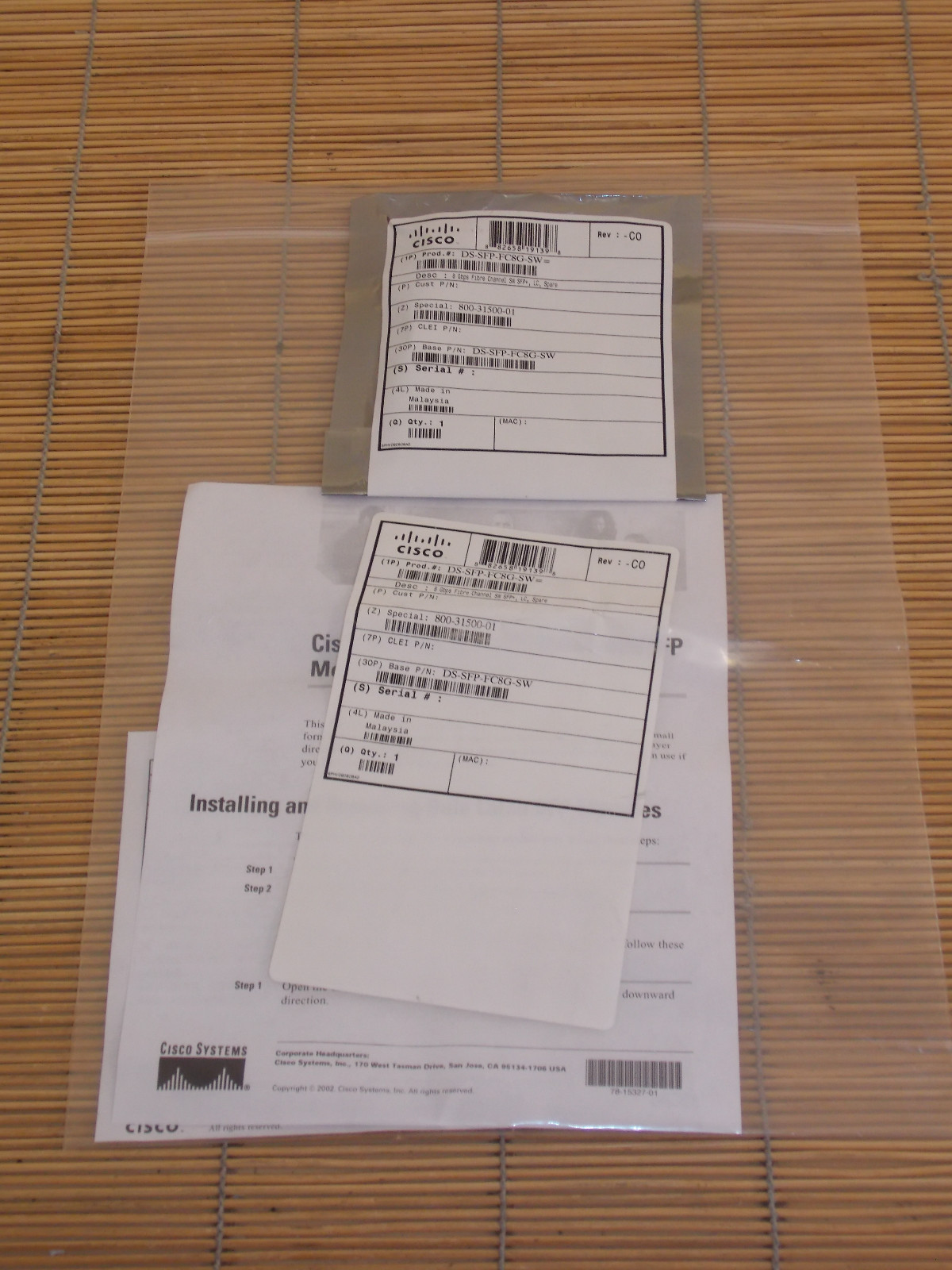 NEW Finisar case Cisco DS-SFP-FC8G-SW 8-Gbps Fibre Channel 10-2418-01 v01 NEW