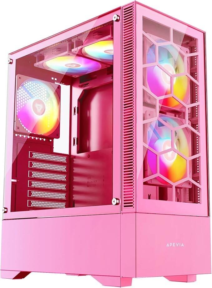 Windows 11 Pro Gaming PC Geforce RTX 5070 RYZEN Pink Gaming Computer RGB Tower