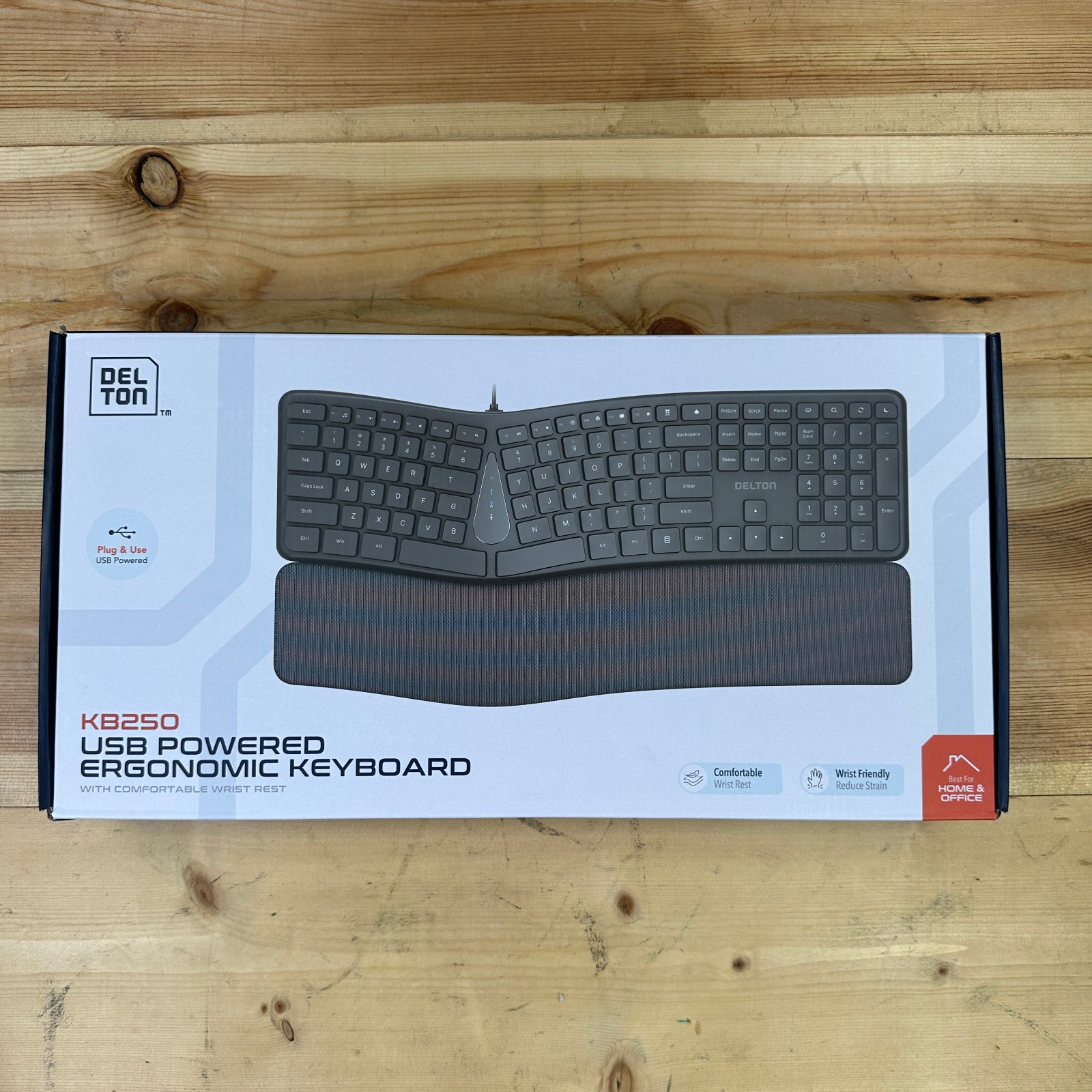 Delton KB250 Wireless Ergonomic USB Powered Keyboard -  Black