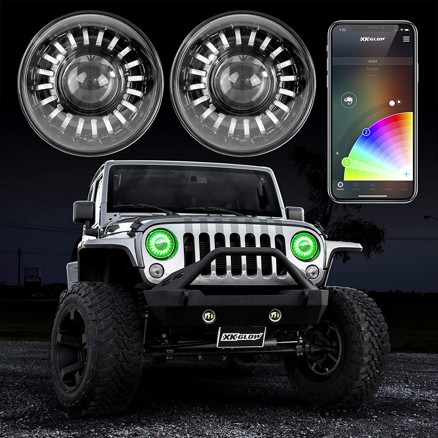 XKGLOW XK-7IN-JP-KIT-JL 2pc 7in App Control RGB Wrangler Brackets
