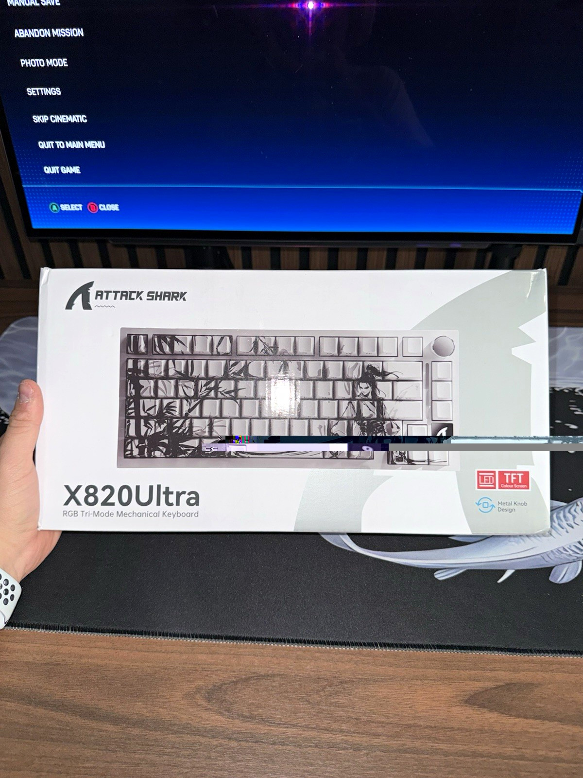 Attack Shark X820Ultra Tri-Mode RGB Mechanical Keyboard White Metal Knob Creamy