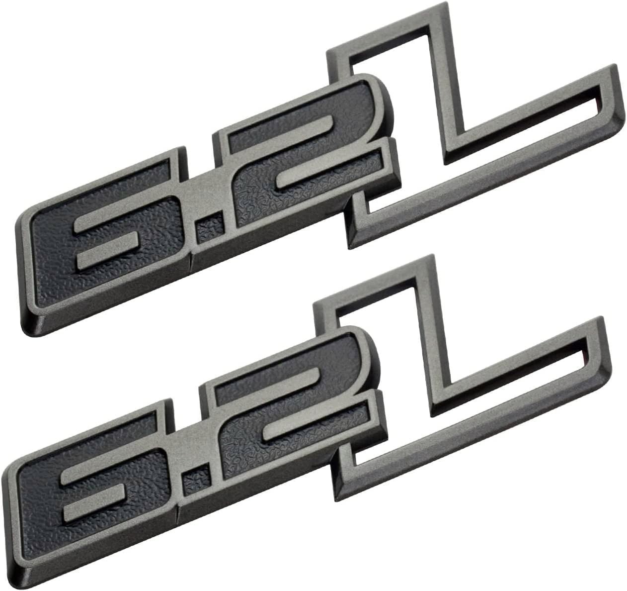 2 Pack 6.2L Liter Emblems Engine Side Fender Badge 3D Sticker Chrome Black