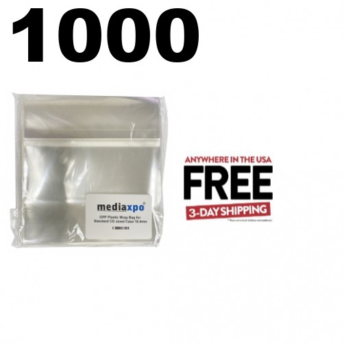 1000 OPP Plastic Wrap Bag for Standard CD Jewel Case 10.4mm **1-3 DAYS