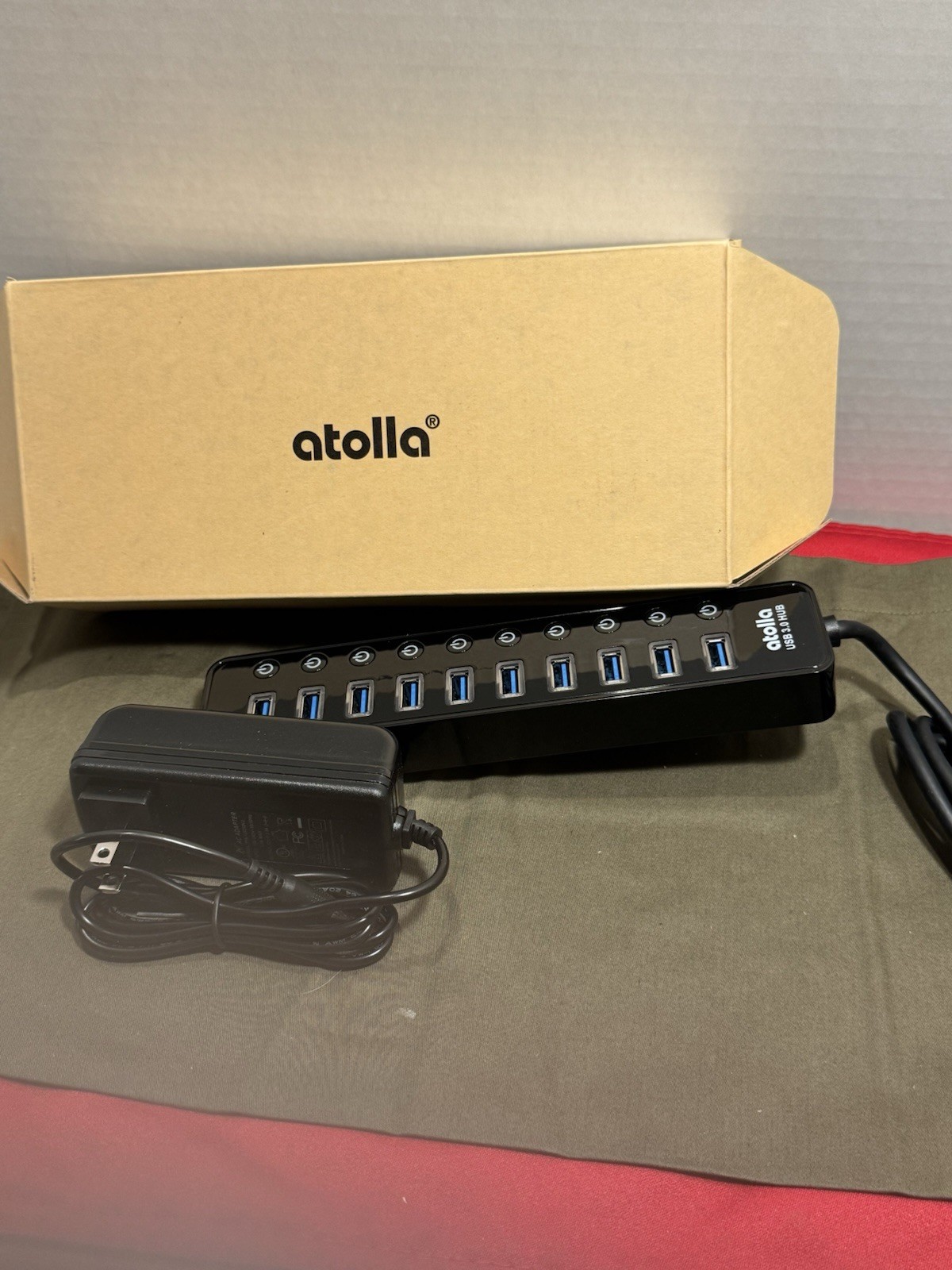 Powered USB 3.0 Hub, atolla 10 Ports Data Hub Splitter Blue, Black, Grey 