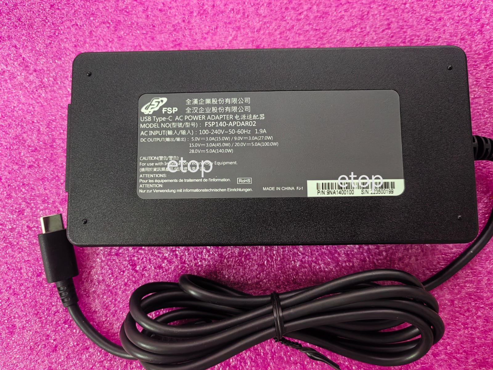 For MSI Raider A18 HX A9WJG RTX5090 FSP 28V 5A USB-C 140W FSP140-APDAR02 Adapter