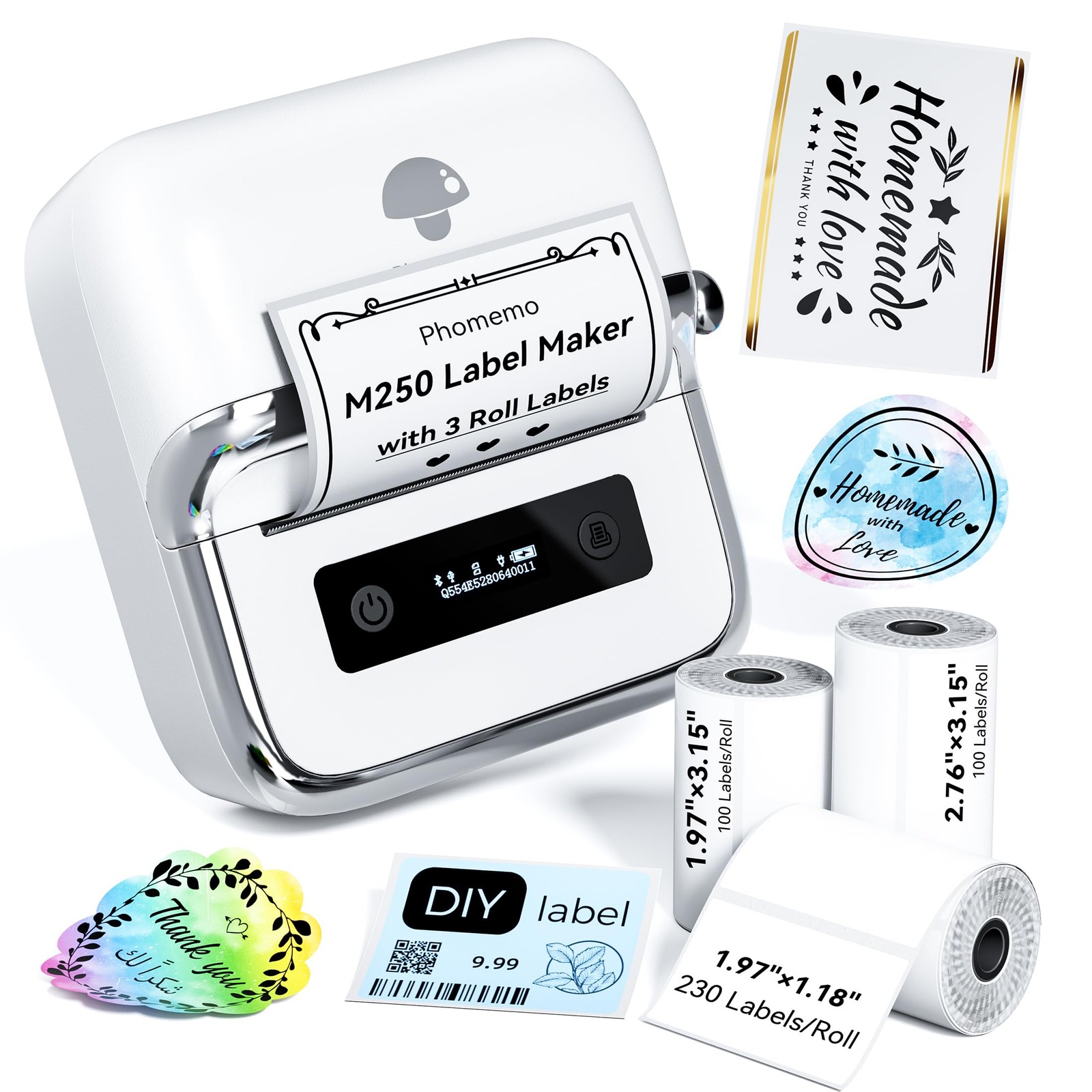 M250 3 Inch Label Maker Machine with 3 Roll Labels