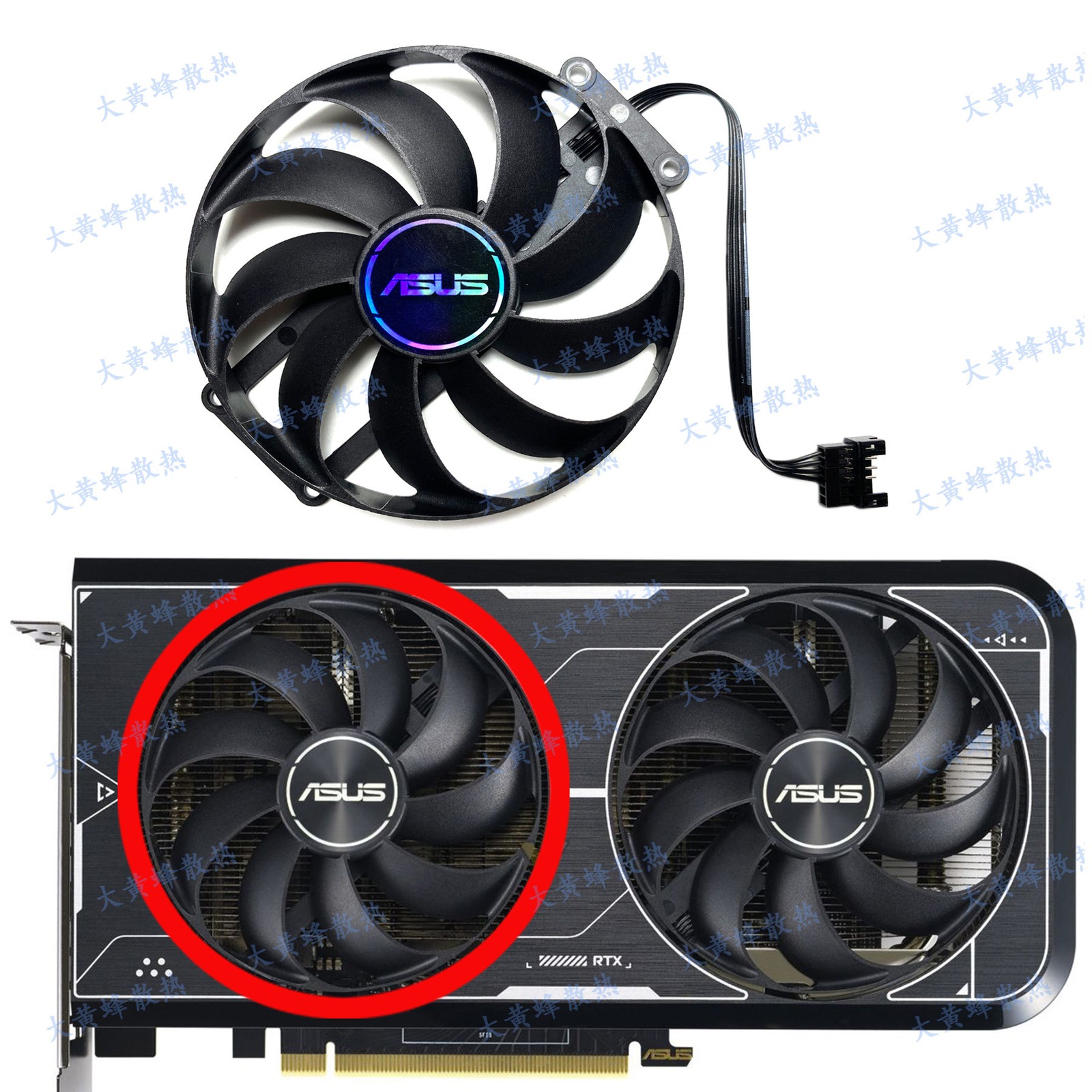 For ASUS RTX3060ti 3070 DUAL SI Graphics Card Cooling Fan CF9010U12D