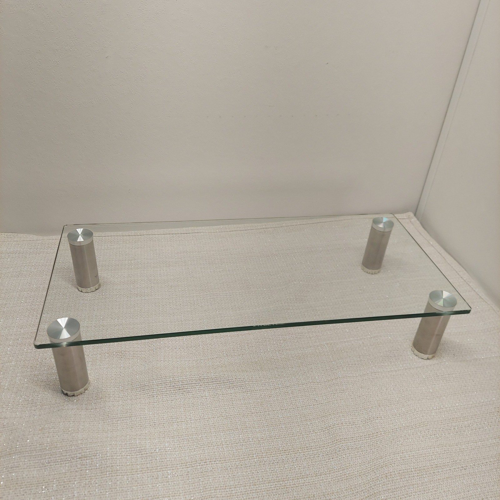 FITUEYES Clear Tempered Glass Monitor Stand Riser Stainless Steel Legs 23.5"