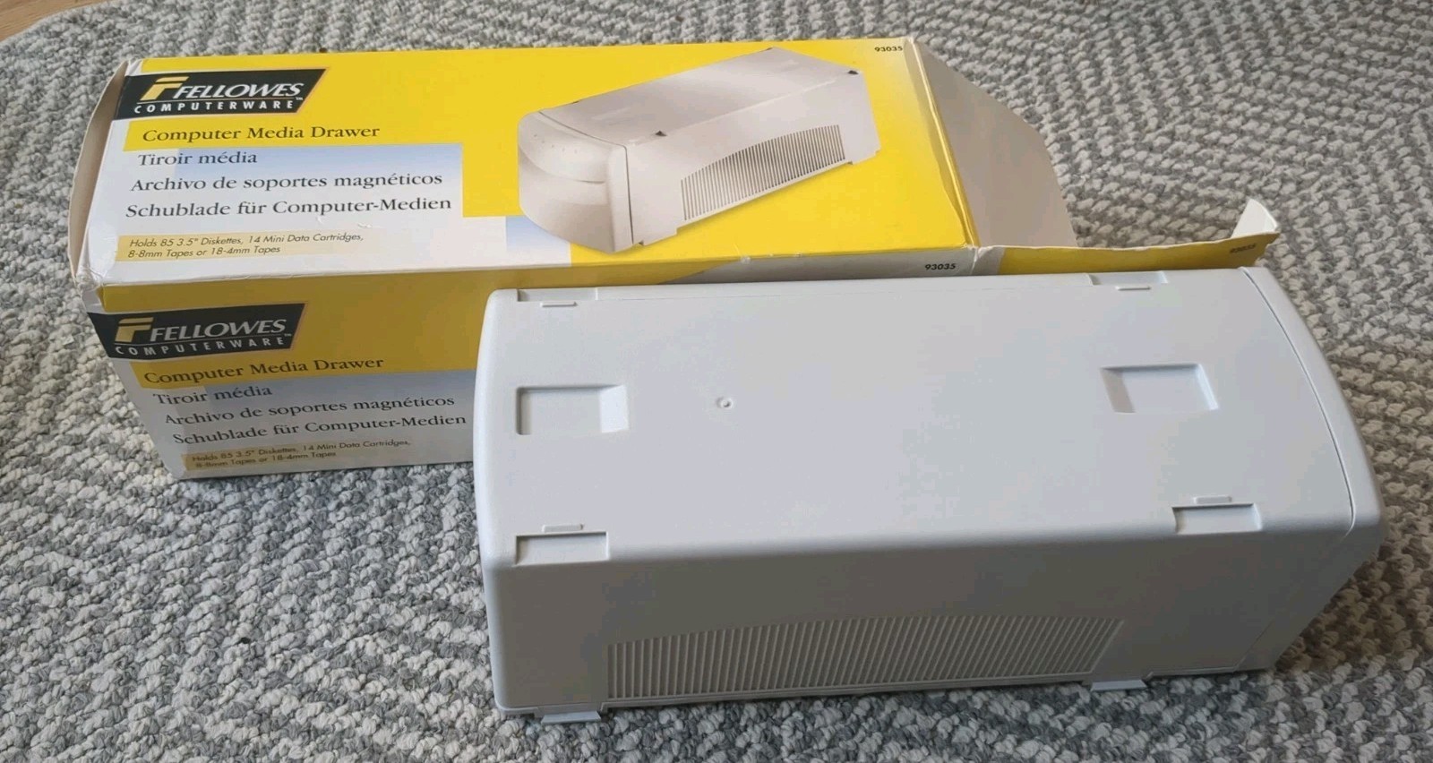 New Vintage Fellowes 93035 Computer Media Drawer 3.5" Floppy Disk/Tape Stackable