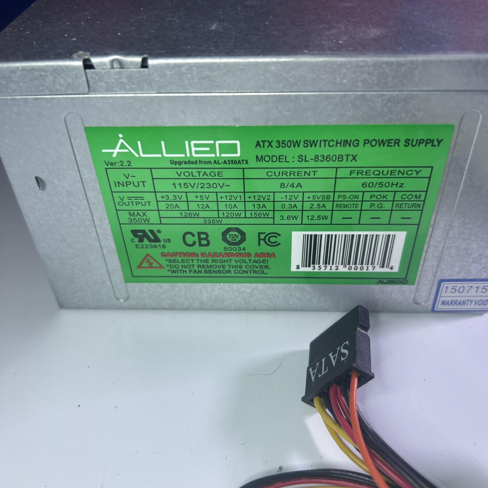 Allied AL-8360BTX 350W ATX Desktop PC Switching Power Supply