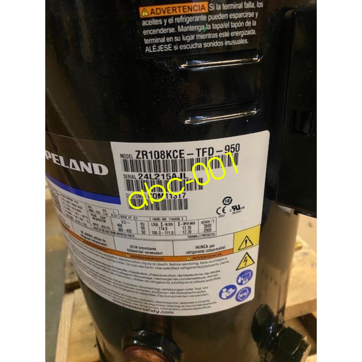 Copeland ZR108KCE-TFD-950 Scroll Compressor R407C HVAC Heat PumpConditioning
