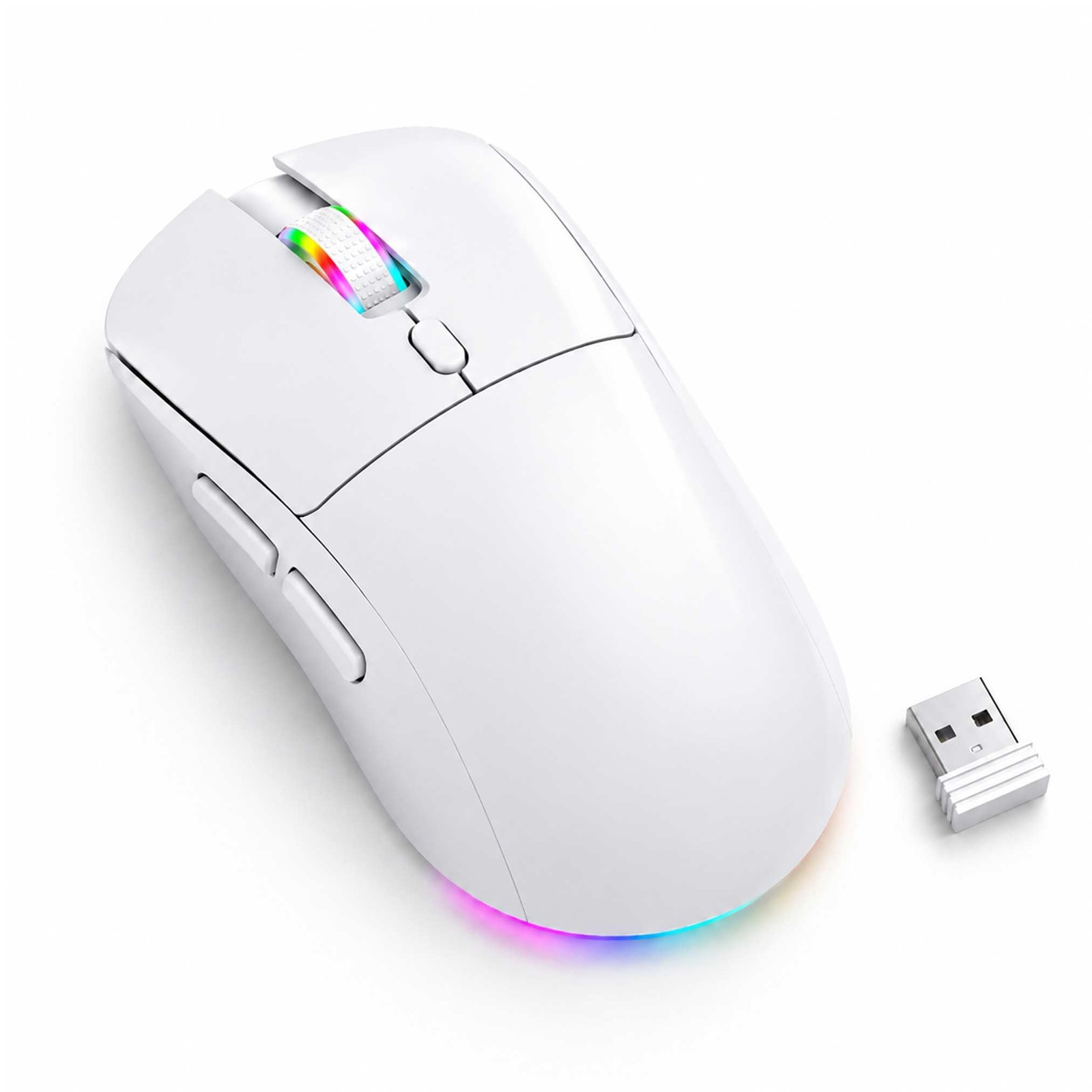 MELOGAGA Wireless Gaming Mouse, RGB Bluetooth/2.4G/Wired, 8000 DPI -White | D...