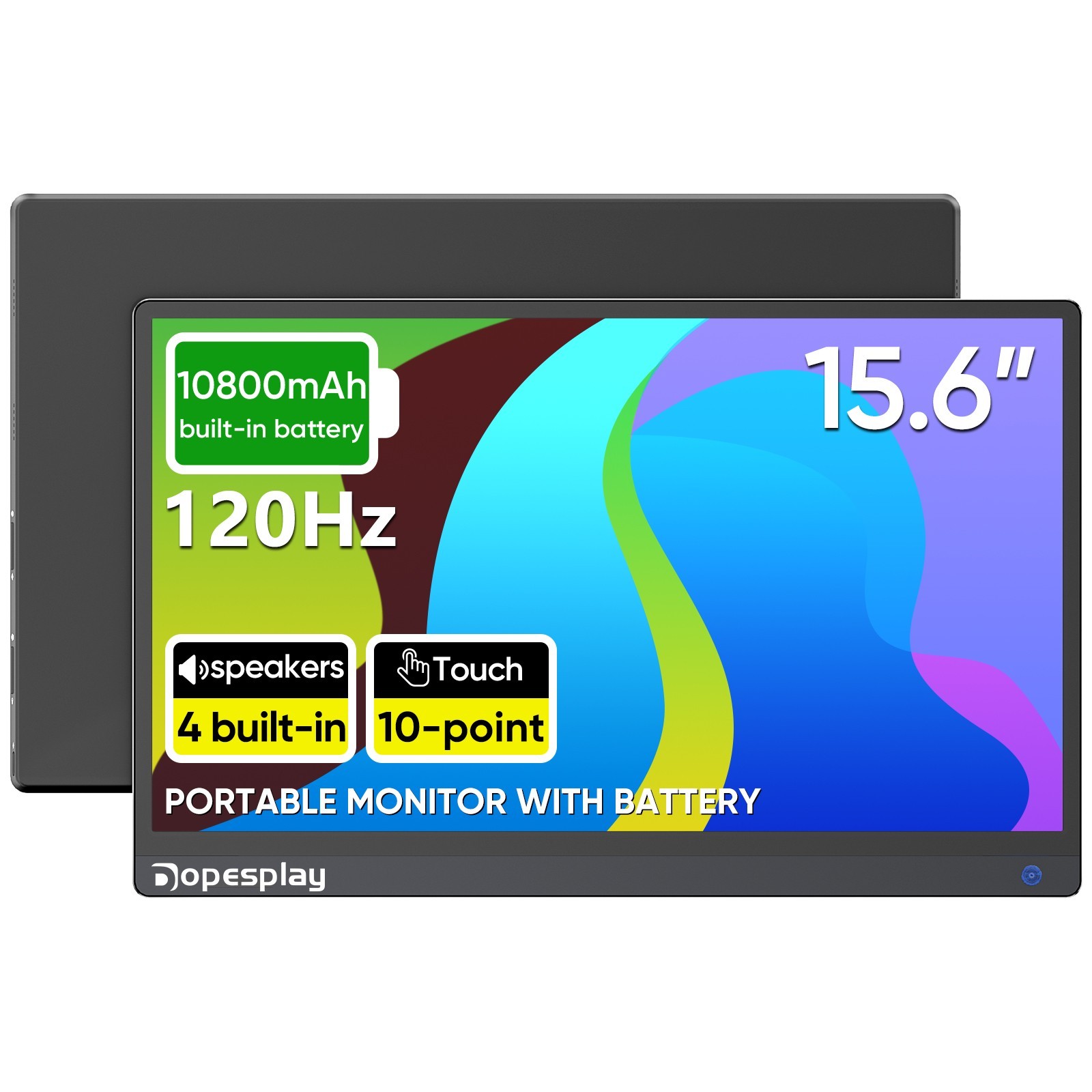USED 15.6" Portable Monitor 120Hz Touch Screen IPS LCD 1080P FHD 5000mAh Battery