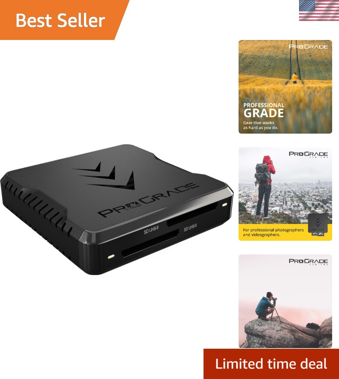 Compact USB 3.2 Dual-Slot Card Reader - Ideal for Photographers & Videographers