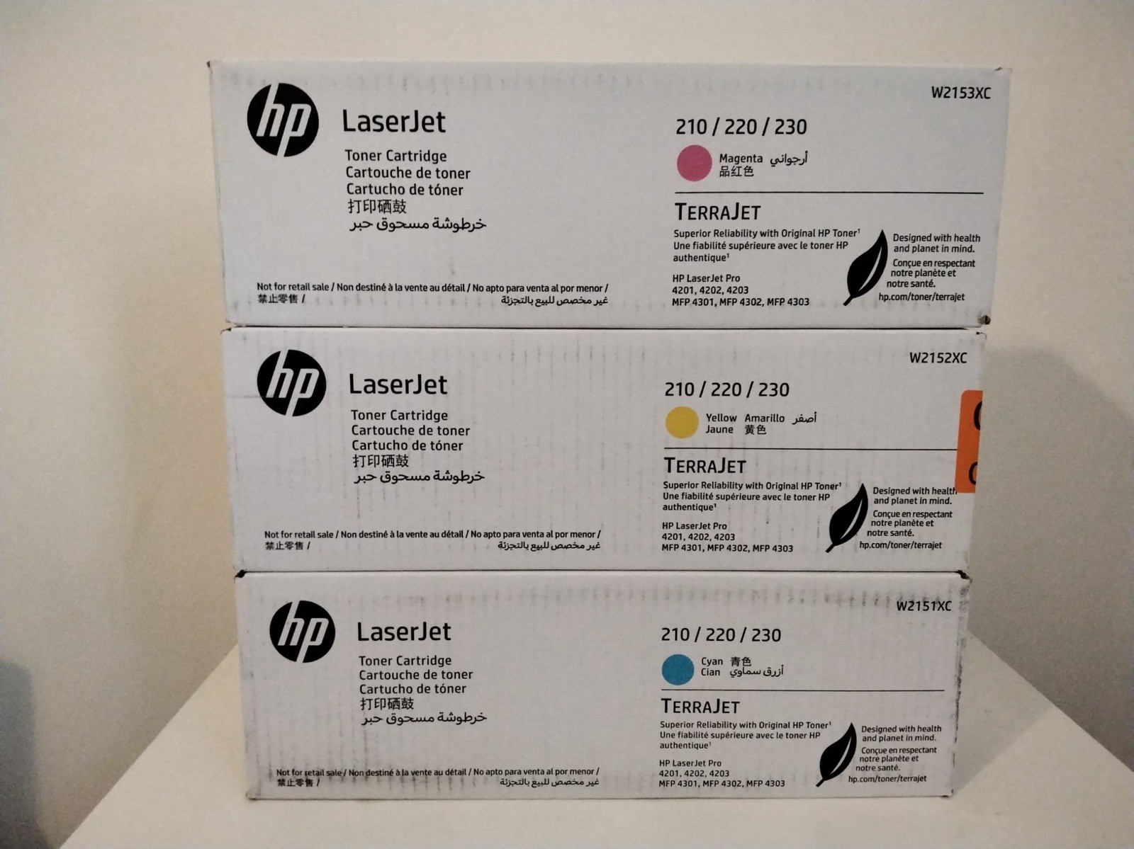 New OEM Genuine  HP Color Set Of  W2151XC, W2152XC, W2153XC  TerraJet Cartridges