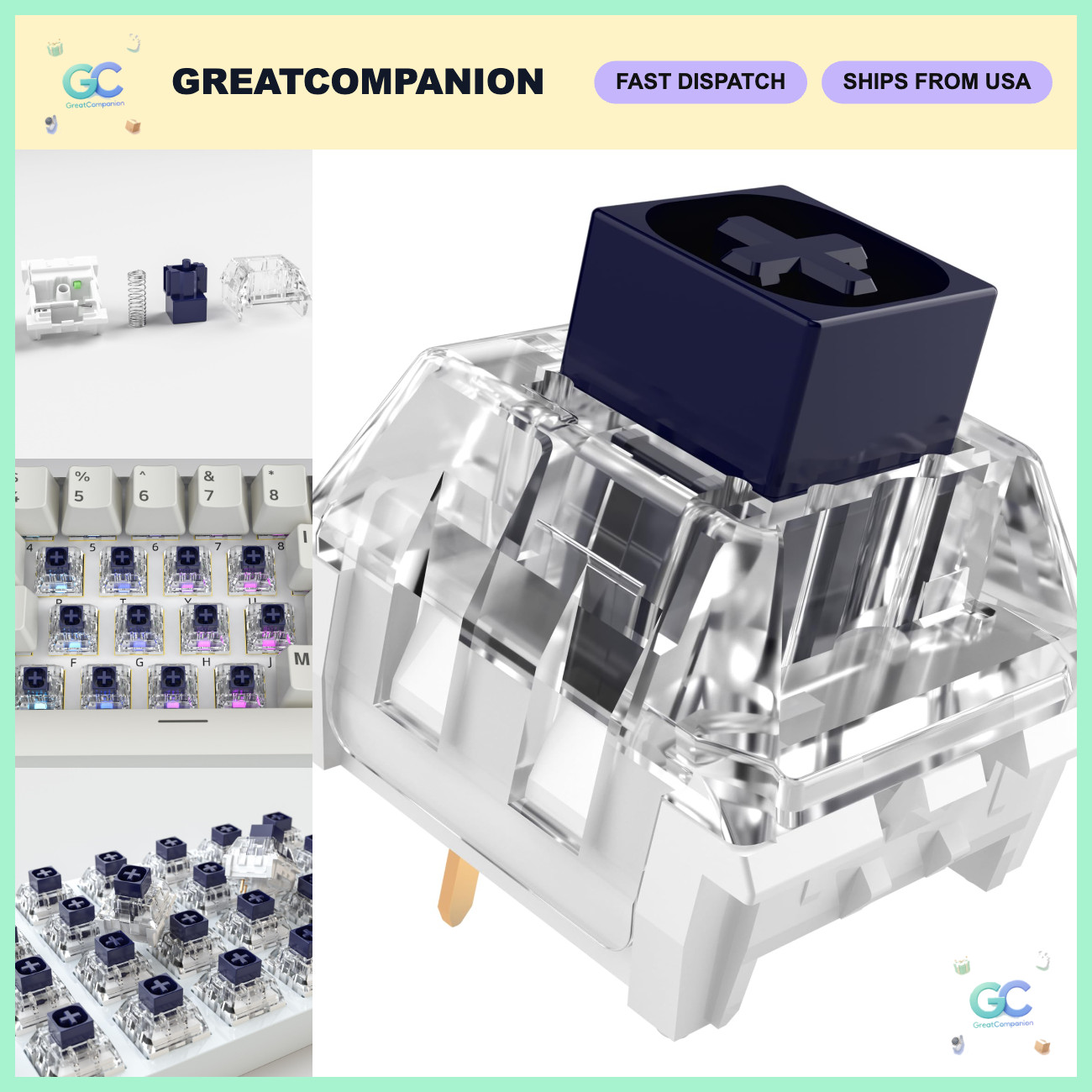 Mechanical Gaming Keyboard Switches - 120 Pcs Clicky 60gf, Lubed, Waterproof, Du