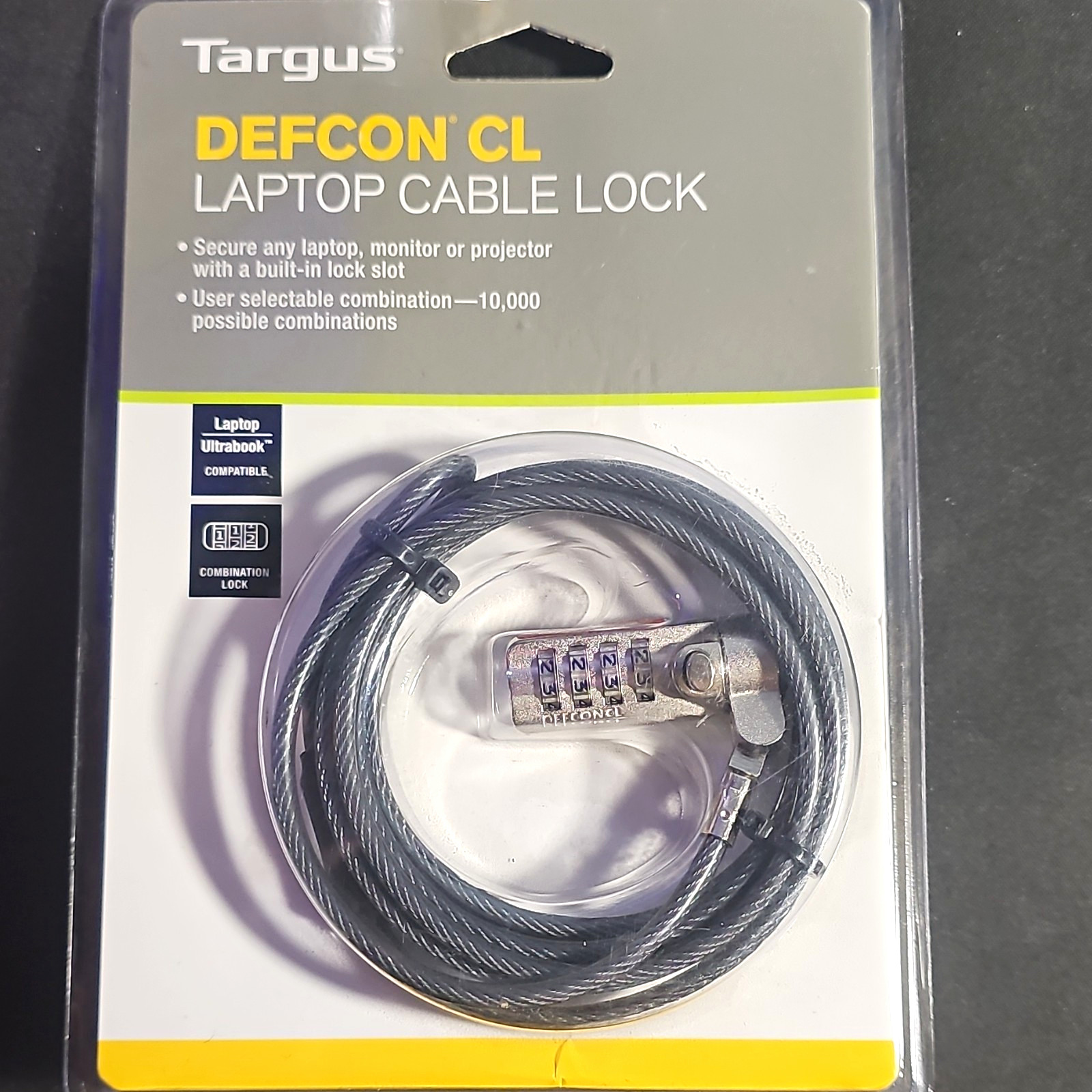 Targus DEFCON CL Combination Laptop Cable Security Lock PA410U 5.8 ft