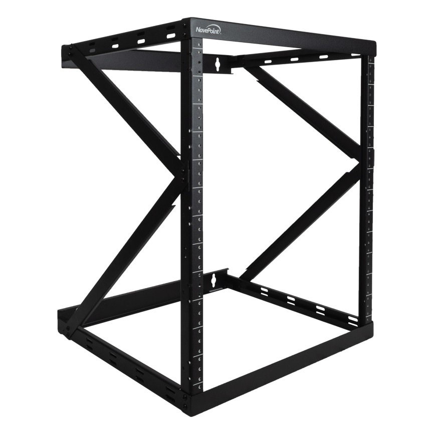12U 2 Post Open Frame Wall Mount 18" Switch Depth Network IT Rack Heavy Duty