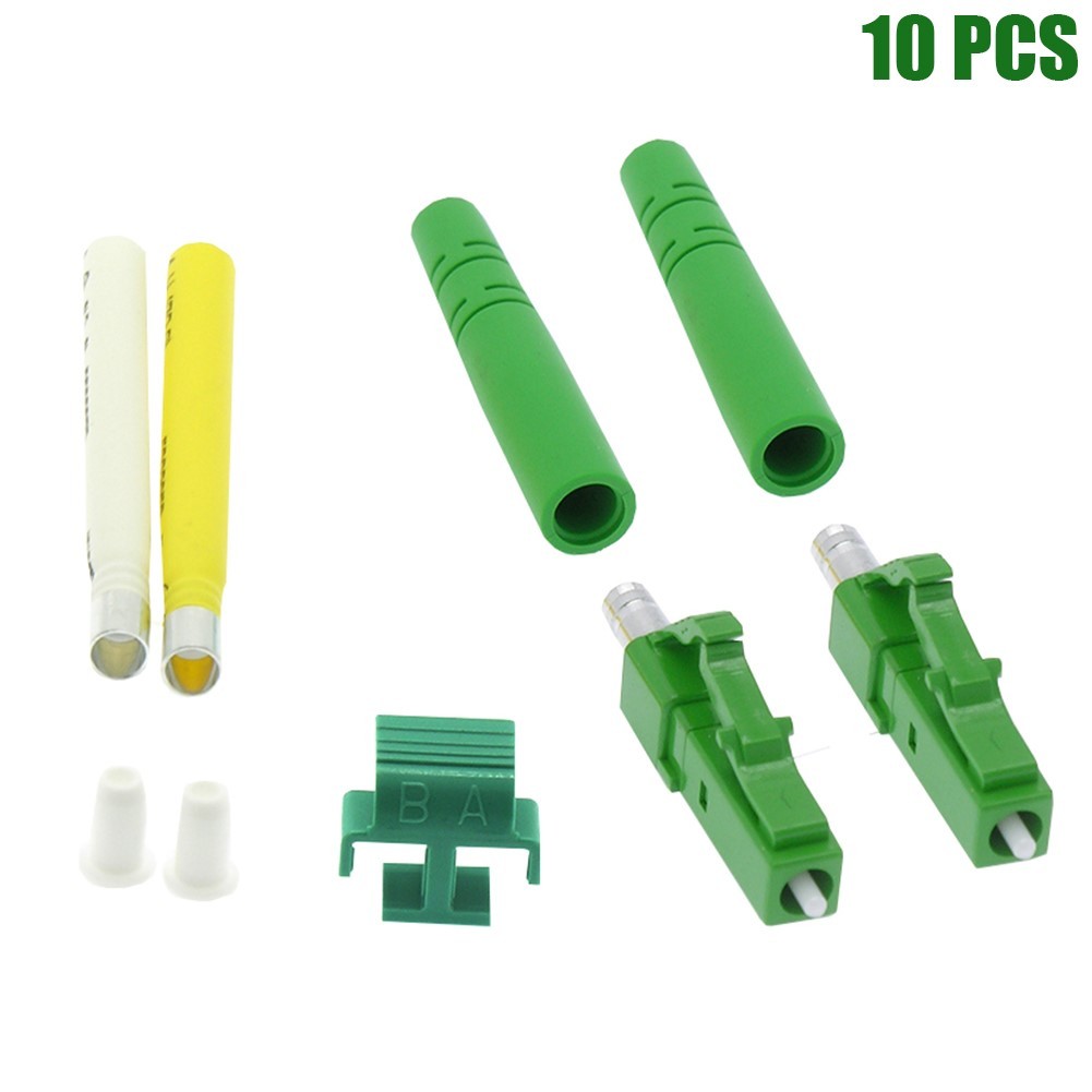 10 Pcs LC APC Duplex Single Mode Fiber Optic Optical Connector Adapter 2mm Green