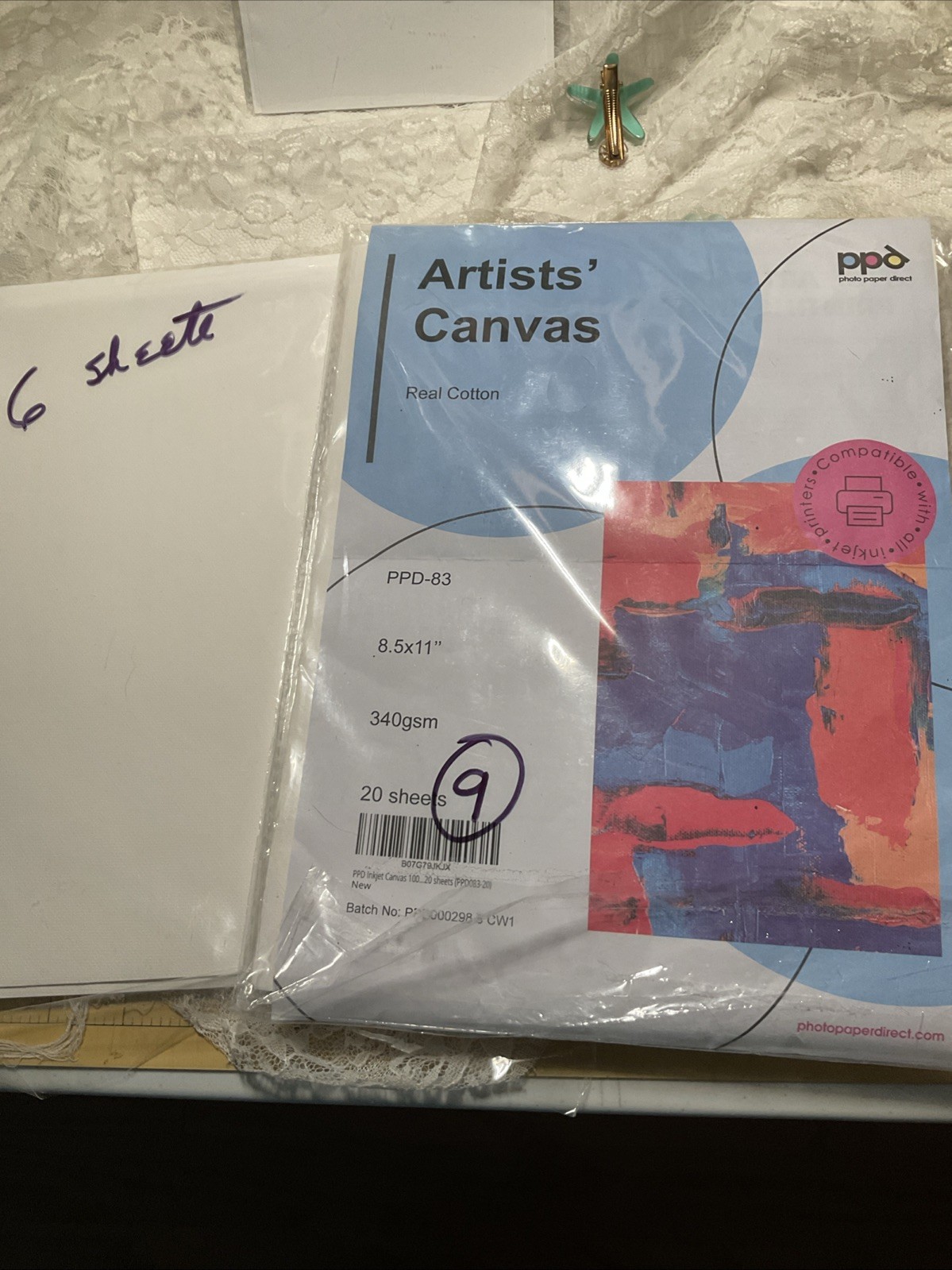 Printable Fabric Sheets, Canvas for Inkjet Printer, 8.5x11" Photo Fabric Prin...