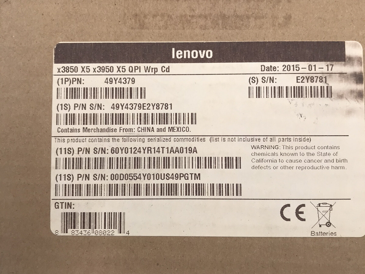 LENOVO/IBM 49Y4379 60Y0124 QPI Wrap Card For x3850 X5 and x3950 X5