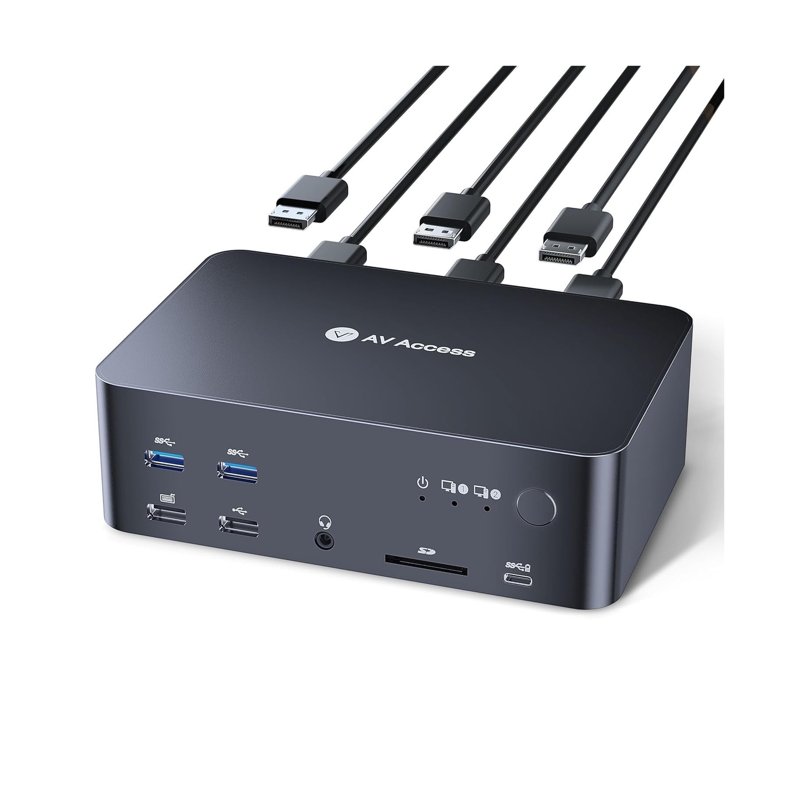 AV Access iDock D23 8K KVM Switch Docking Station for 2 Computers PCs & 3 Mon...
