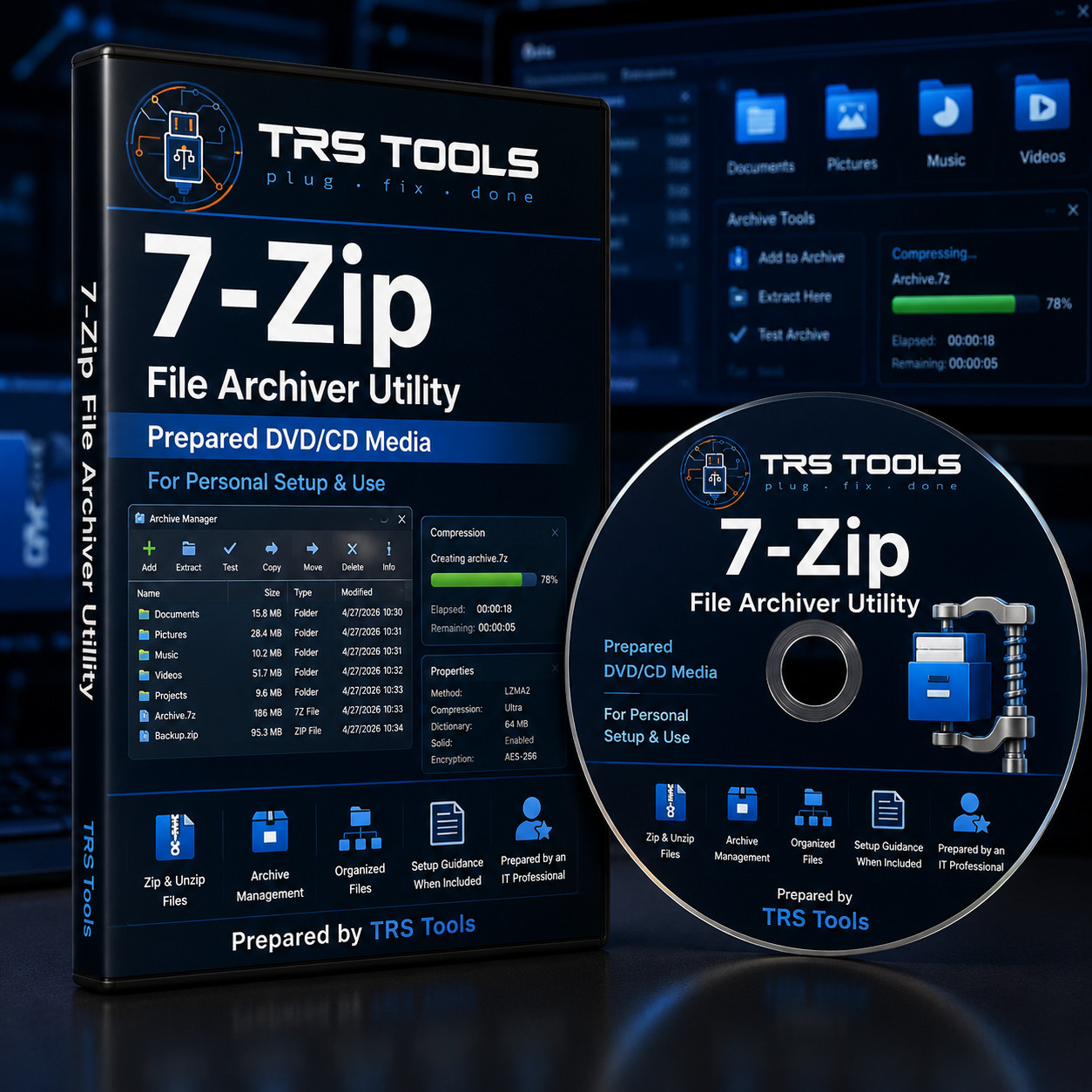 7-Zip File Archiver CD Prepared Physical Media