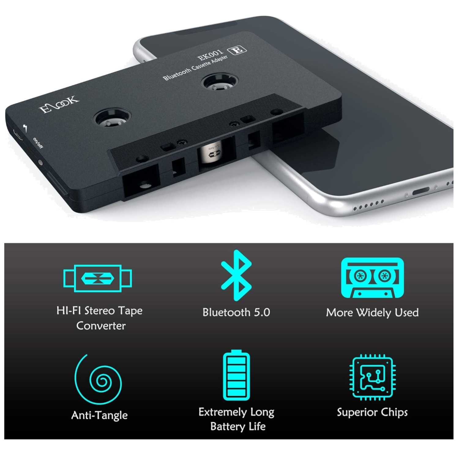 Vintage Car Audio Cassette Receiver with Bluetooth 5.0
