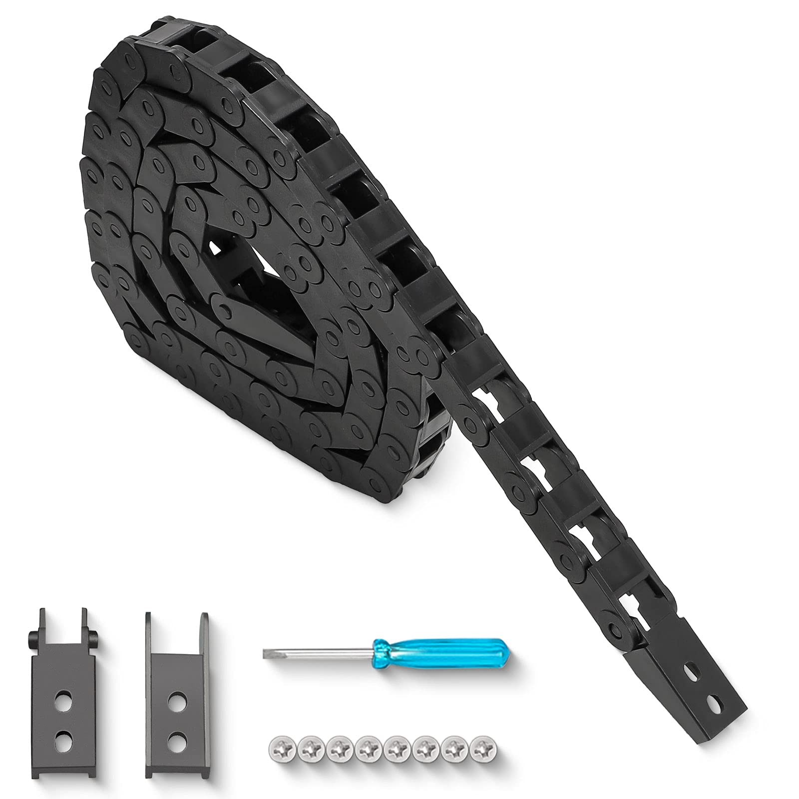 1M Drag Chain Cable Carrier R15 7x7mm(Inn HxW) Plastic 7*7 Close, Black
