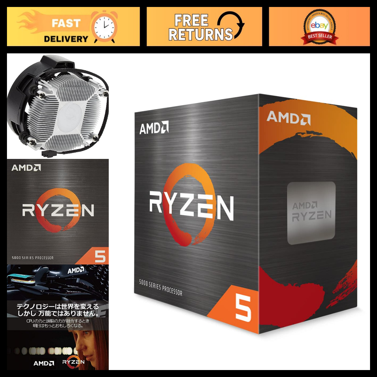 6-Core 12-Thread Unlocked Desktop Processor with Wraith Stealth Cooler - AMD Ryz