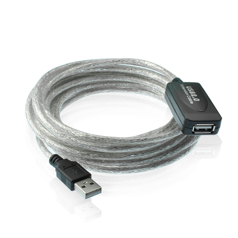 US 15FT USB 2.0 AA Extension Cable W/ Booster Extender 5M For Printer Webcam