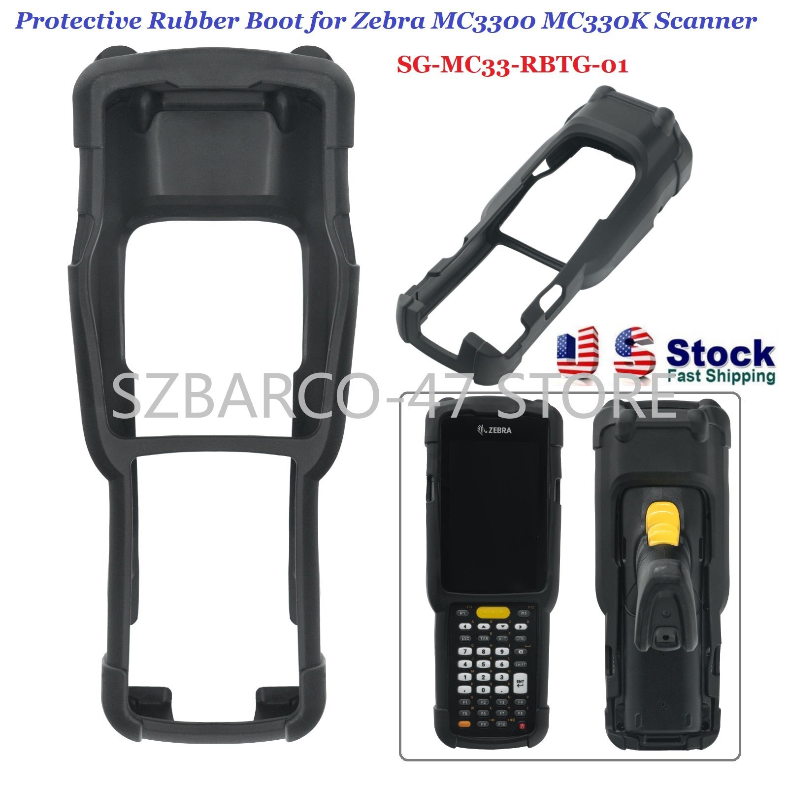 USA Protective Rubber Boot Cover SG-MC33-RBTG-01 for Zebra MC3300 MC330K Scanner
