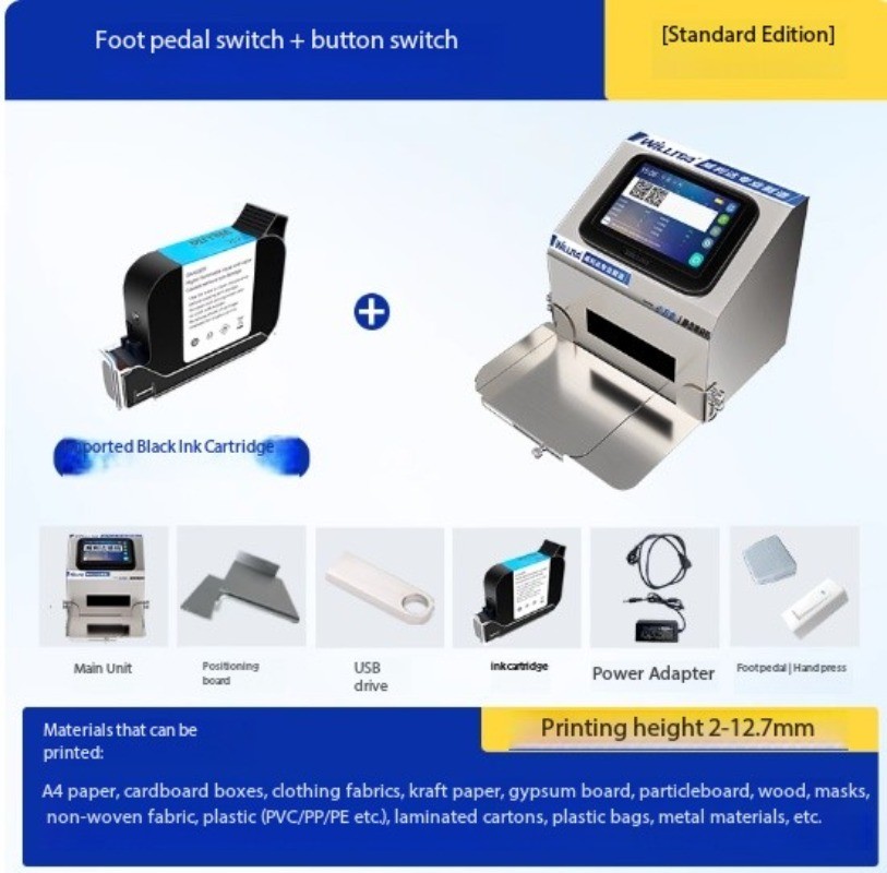 Compact Desktop QR Code Barcode Label Printer Smart Static Inkjet Printer