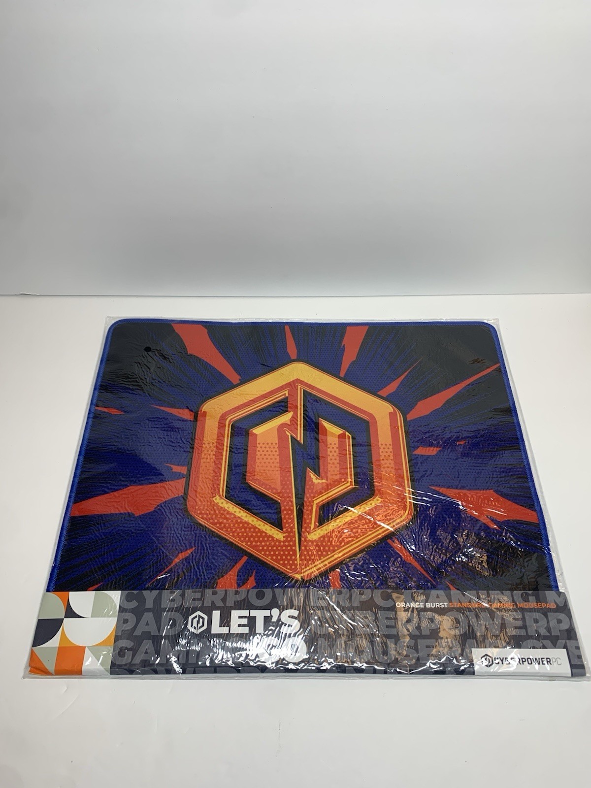 CyberPowerPC FPS Orange Blue Burst Fabric Gaming Mouse Pad ~ 14x12" ~ NEW