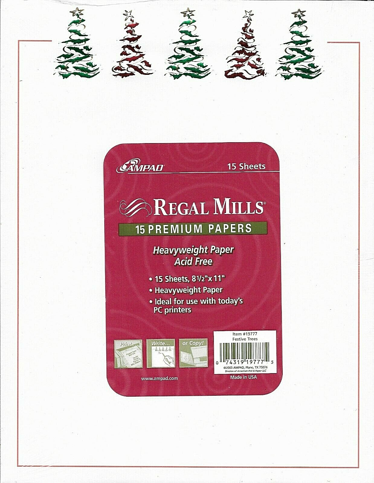 Designer Foil Christmas Trees Design Heavyweight Premium Printer Paper