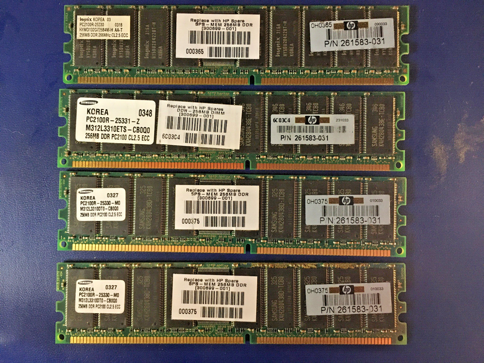 HP / Compaq 1GB Server Memory  4x 256MB ECC PC2100 DDR 261583-031