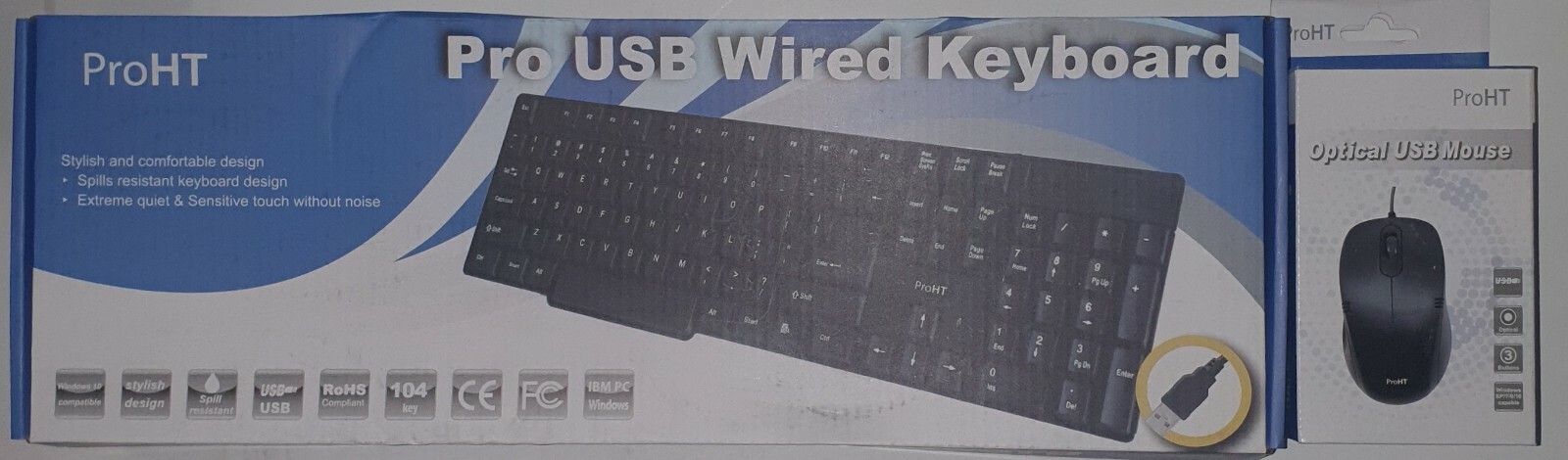 ProHT USB Wired Keyboard and Optical USB Mouse SET