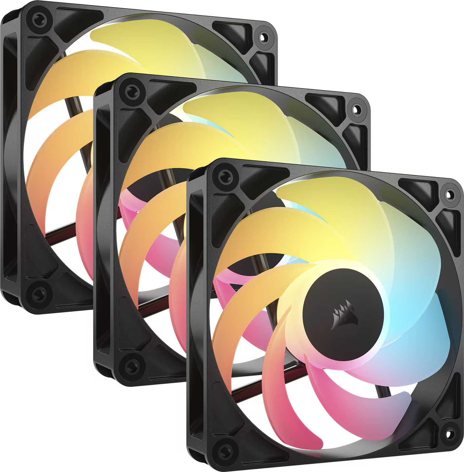 CORSAIR - RS120-R ARGB 120mm PWM Reverse Case Fans Triple Pack - Black