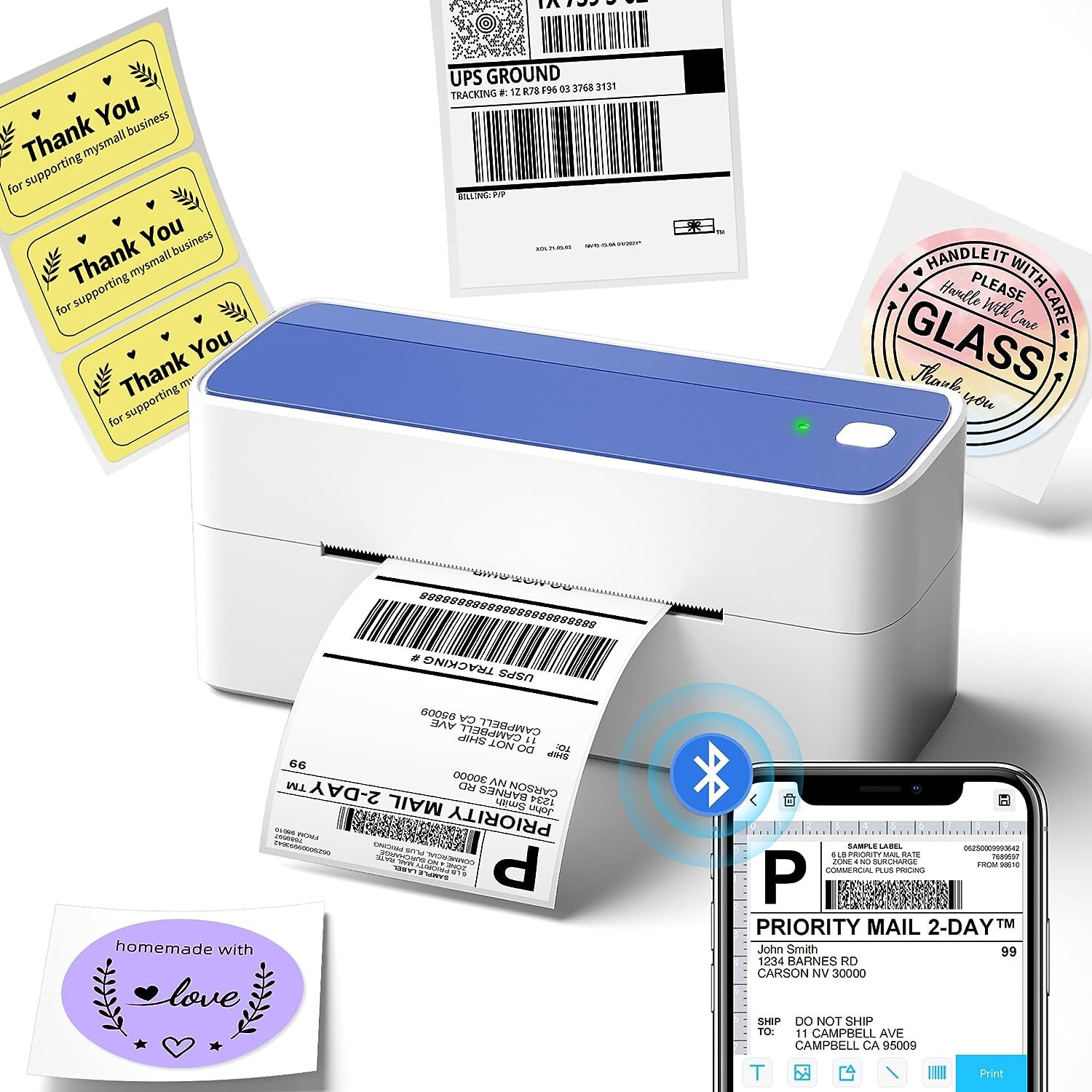 Bluetooth Thermal Shipping Label Printer Wireless 4x6 Support Phones&Windows lot