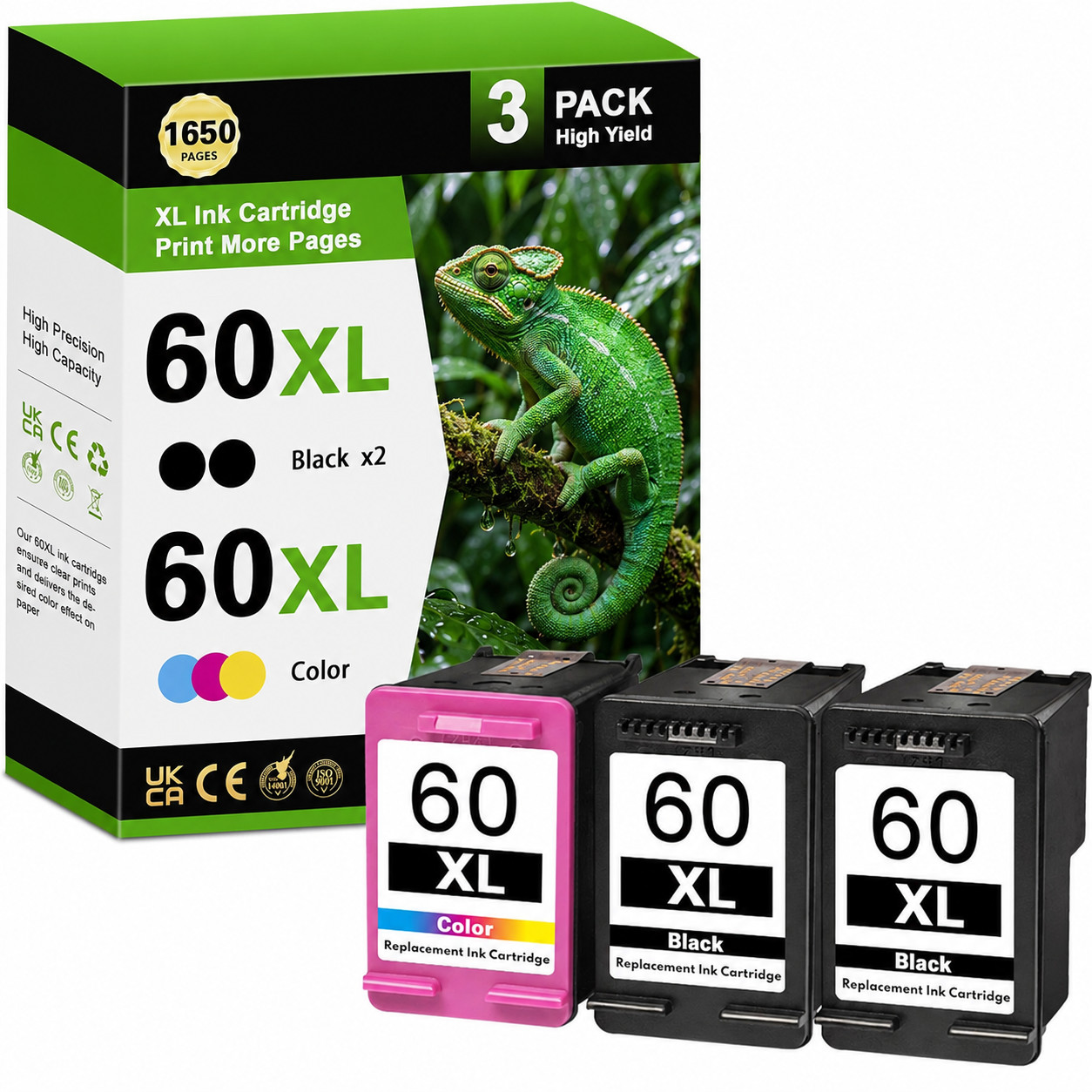 3PK 60XL Ink Cartridge replacement DeskJet D2680 F4280 F4480 F2430 F4580 Envy100