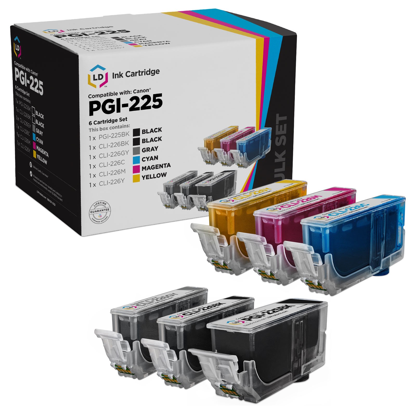 LD Canon PGI225 CLI226 Comp 6pk PIXMA IP MX Printers
