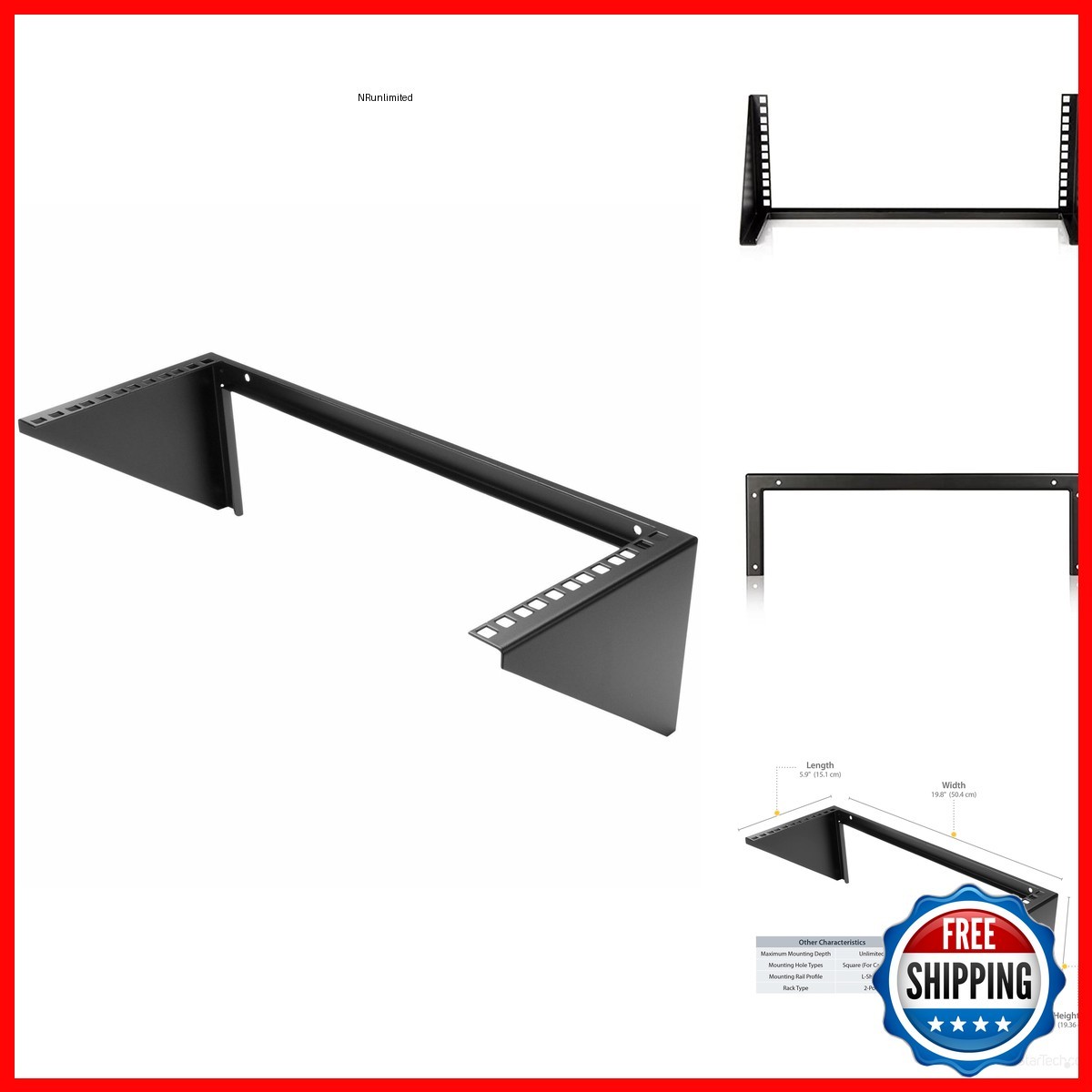 StarTech RK419WALLV 4U Vertical Wall-Mount Rack Bracket 19in 125lb TAA