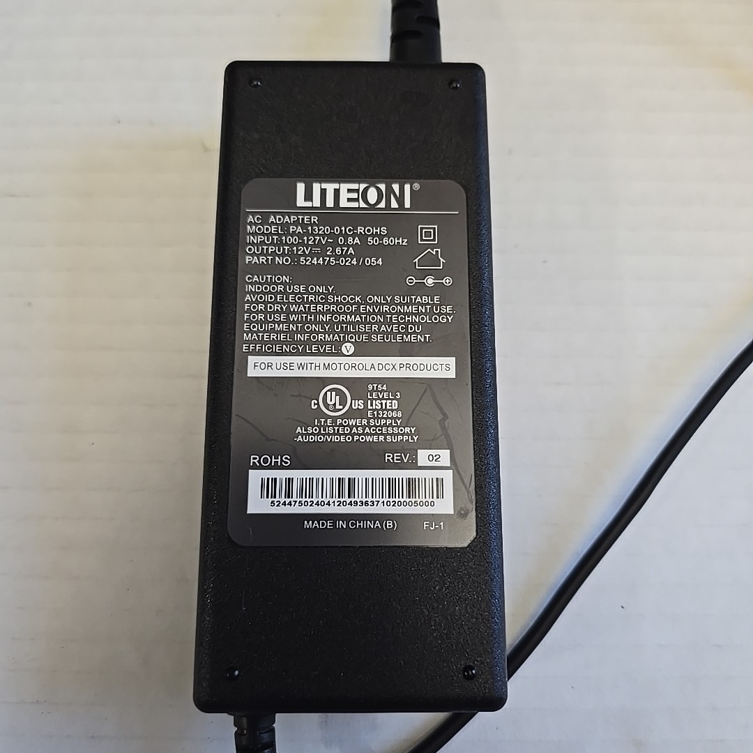 LITEON AC Adapter Model PA-1320-01C-ROHS Part No. 524475-024 12V Motorola DCX 