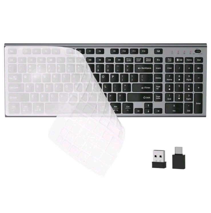 FENIFOX DF22 Wireless Quiet Keyboard & Mouse Combo Black/Gray English QWERTY