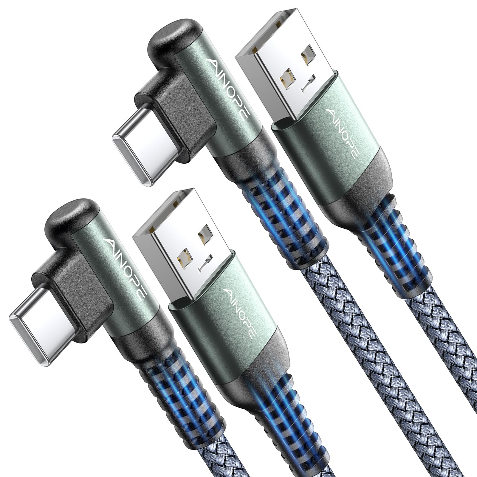 AINOPE USB A to C Cable Short 3. 3FT 2-Pack Fast 3.3FT+3.3FT, Grey